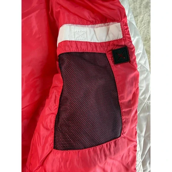 Lands End Womens White Quilted PrimaLoft Hooded Puffer Jacket Pink Lining Size M - Picture 10 of 17